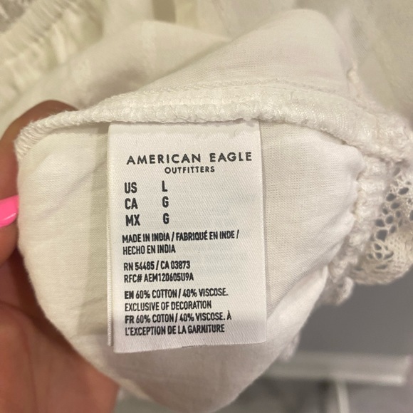 American Eagle Boho Short Sleeve Crop Blouse, Size L - Picture 8 of 8